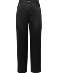 Opening Ceremony Cropped Silk Charmeuse Straight Leg Pants Black