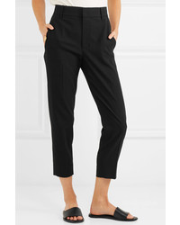 Vince Cropped Wool Blend Trousers Black