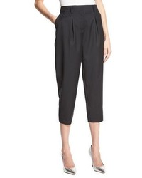Robert Rodriguez Easy Pleat Front High Waist Cropped Pants Black