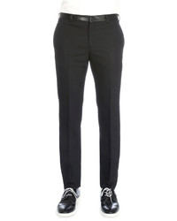Givenchy Flat Front Trousers With Leather Waist Black