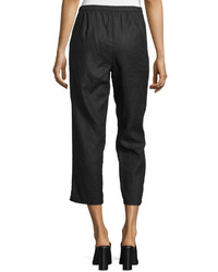 Eileen Fisher Mid Rise Straight Leg Cropped Pants Black
