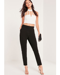 Missguided Harness Detail Ring Cigarette Trousers Black