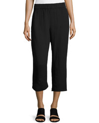 Eileen Fisher Organic Cotton Gauze Cropped Pants Black
