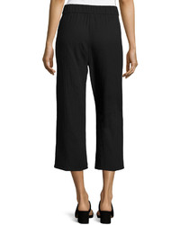 Eileen Fisher Organic Cotton Gauze Cropped Pants Black Plus Size