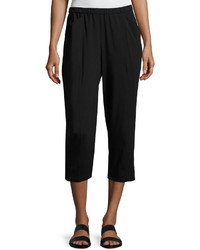 Eileen Fisher Organic Stretch Jersey Cropped Pants Black
