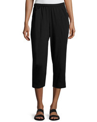 Eileen Fisher Organic Stretch Jersey Cropped Pants Black Petite