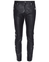 Saint Laurent Studded Patchwork Leather Trousers