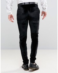 Asos Super Skinny Velvet Pant In Black