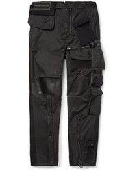 Balenciaga Tapered Leather Trimmed Satin Cargo Trousers