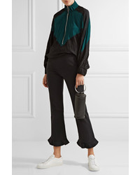 Opening Ceremony William Ruffle Trimmed Stretch Crepe Straight Leg Pants Black