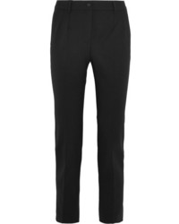 Dolce & Gabbana Wool Blend Crepe Slim Leg Pants Black