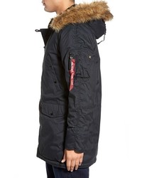 Alpha Industries Altitude Water Resistant Oxford Nylon Parka With Faux Fur Trim