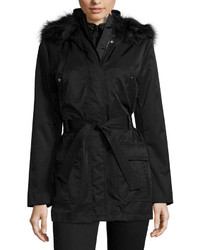 Ana Ana Long Sleeved Faux Fur Trim Belted Parka Tall
