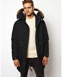 Asos Fishtail Parka With Down In Black