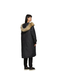 Yves Salomon Army Black Down And Coat
