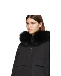 Yves Salomon Army Black Down And Fur Bachette Jacket