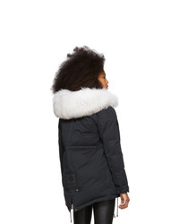MR AND MRS ITALY Black Down And Fur Puff Parka