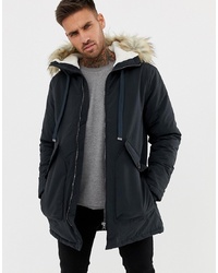 Pull&Bear Borg Lined Parka In Blue