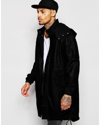 Asos Brand Fishtail Parka Jacket In Black