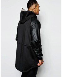 Asos Brand Neoprene Parka Jacket With Perspex Cap In Black