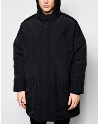 Asos Brand Oversized Parka Jacket In Black