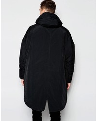 Asos Brand Oversized Parka Jacket In Black