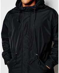 Asos Brand Parka Jacket With Memory Fabric In Black