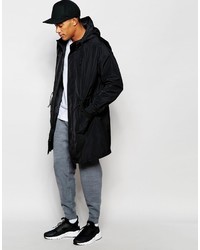Asos Brand Parka Jacket With Memory Fabric In Black