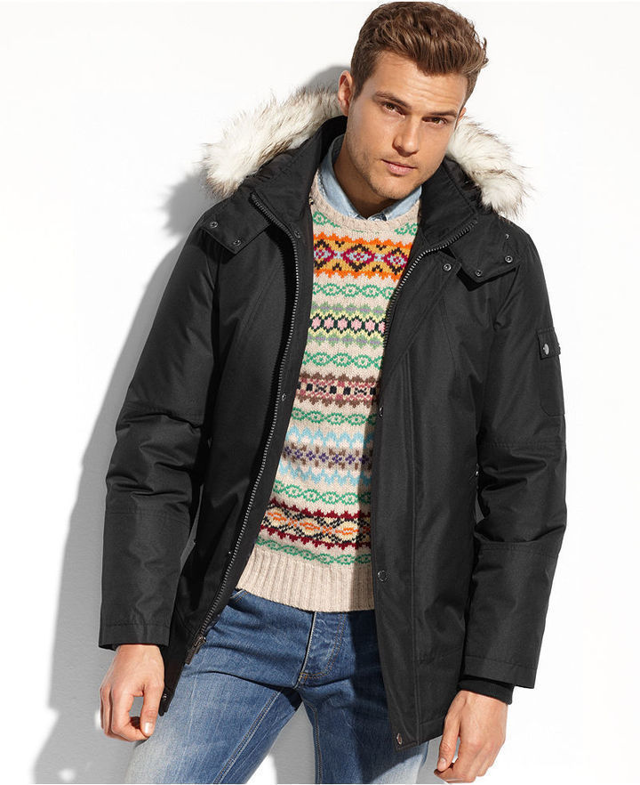 Buffalo David Bitton Coat Faux Fur Trimmed Hooded Performance Parka