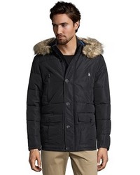 Buffalo David Bitton Buffalo Jeans Black Quilted Faux Fur Hooded Zip Front Parka