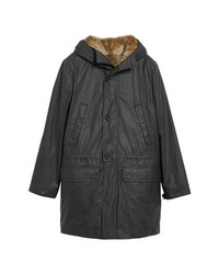 Billy Reid Camden Waxed Cotton Parka With Removable Genuine Rabbit Fur Liner