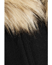 J.Crew Chateau Faux Fur Trimmed Wool Blend Coat Black