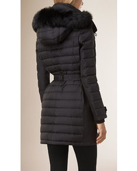 Burberry Down Filled Parka With Fur Trim