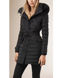 Burberry Down Filled Parka With Fur Trim