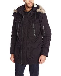 French Connection Rollins Parka Coat With Faux Fur Trim Hood