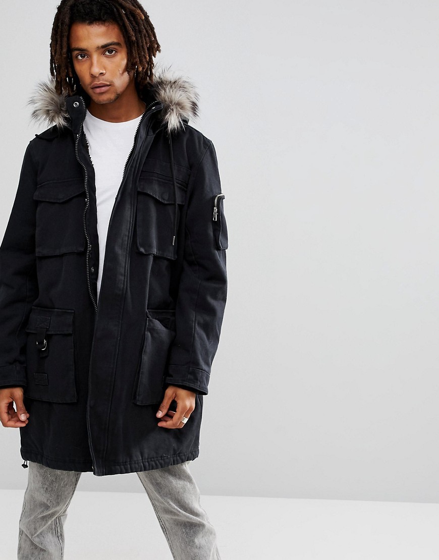 Brooklyns Own Heavyweight Parka In Black With Faux Fur Hood, $60 | Asos ...