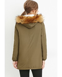 Forever 21 Hooded Faux Shearling Parka