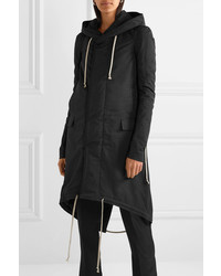 Rick Owens Hooded Stretch Knit Trimmed Twill Parka