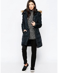 Ichi Belted Parka With Faux Fur Hood