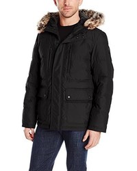 London Fog Carlton Down Filled Quilted Snorkel Parka With Attached Hood
