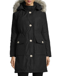 Woolrich Long Hooded Arctic Parka Coat W Coyote Fur New Black