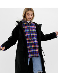Collusion Longline Parka With Removable Faux Fur Hood