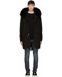 Mr & Mrs Italy Mr And Mrs Italy Black Fur Long Parka