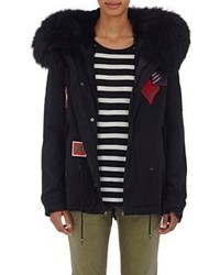 Mr Mrs Italy Canvas Fur Trimmed Mini Parka