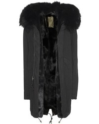 Mr Mrs Italy Fur Lined Cotton Parka With Fur Trimmed Hood