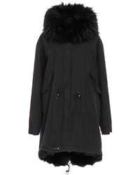 Mr Mrs Italy Long Canvas Parka With Fox Fur Lining