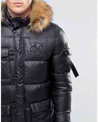 Siksilk Padded Parka Jacket With Faux Fur Hood