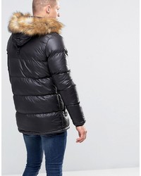 Siksilk Padded Parka Jacket With Faux Fur Hood