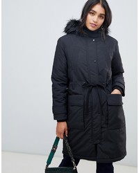 Oasis Parka Coat With Faux In Black