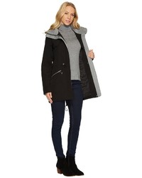 Vince Camuto Parka With Drawstring Waist And Heathered Ponti Detail N8011 Coat